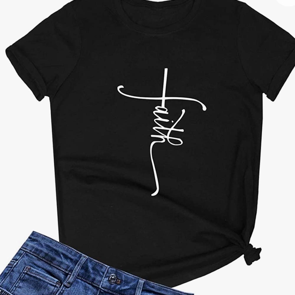 Trendy black faith t-shirt